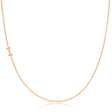 Pavé Diamond Initial Necklace by Maya Brenner – I in 14K Rose Gold on a Cable Chain