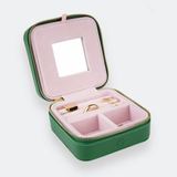 Travel Jewelry Case - Green/Pink