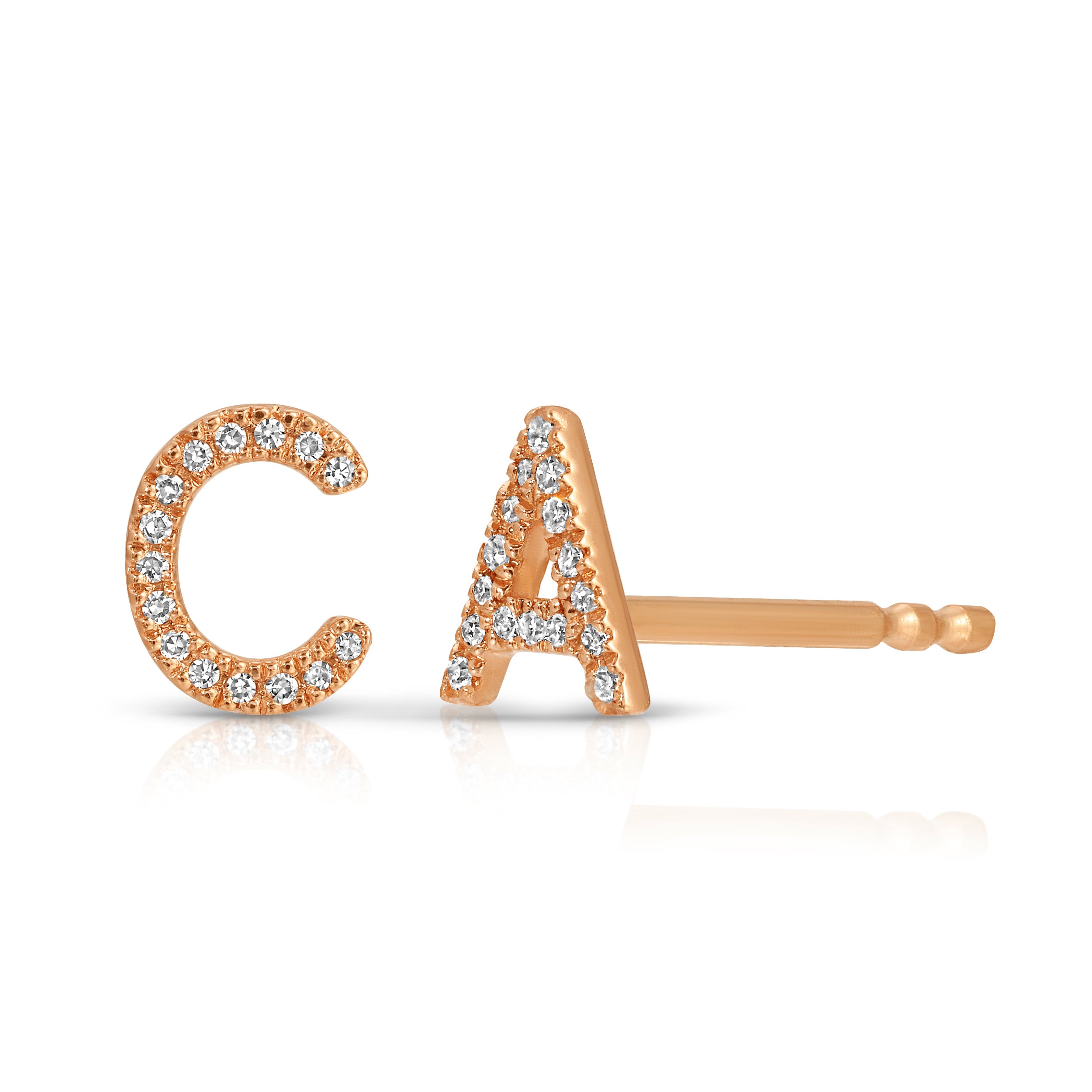 14K Gold Pavé Letter Stud
