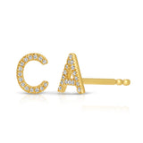 14K Gold Pavé Letter Stud