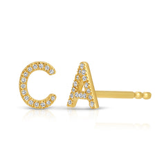 14K Gold Pavé Letter Stud