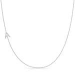 Maya Brenner Pavé Diamond Initial Necklace – A Charm in 14K White Gold, Bead Chain