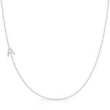 Maya Brenner Pavé Diamond Initial Necklace – A Charm in 14K White Gold, Bead Chain