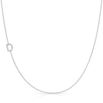 Pavé Diamond Initial Necklace by Maya Brenner – D in 14K White Gold on a Bead Chain