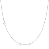 J Pavé Diamond Initial Necklace in 14K White Gold on Bead Chain – Maya Brenner