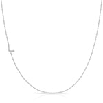 Pavé Diamond Initial Necklace by Maya Brenner – L in 14K White Gold on a Bead Chain