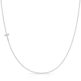 Pavé Diamond Initial Necklace by Maya Brenner – T in 14K White Gold on a Bead Chain