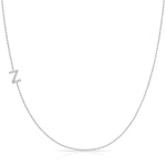 Pavé Diamond Initial Necklace by Maya Brenner – Z in 14K White Gold on a Bead Chain