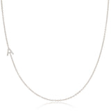 14K White Gold Pavé Diamond Initial Necklace, Letter A – Cable Chain | Maya Brenner