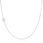14K White Gold Pavé Diamond Initial Necklace, Letter B – Cable Chain | Maya Brenner