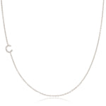 C Pavé Diamond Initial Necklace in 14K White Gold on Cable Chain – Maya Brenner