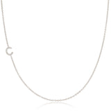 C Pavé Diamond Initial Necklace in 14K White Gold on Cable Chain – Maya Brenner