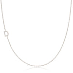 Pavé Diamond Initial Necklace by Maya Brenner – D in 14K White Gold on a Cable Chain