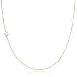 Maya Brenner Pavé Diamond Initial Necklace – F Charm in 14K White Gold, Cable Chain