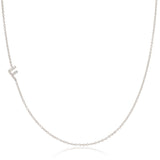 Maya Brenner Pavé Diamond Initial Necklace – F Charm in 14K White Gold, Cable Chain