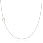 Pavé Diamond Initial Necklace by Maya Brenner – G in 14K White Gold on a Cable Chain