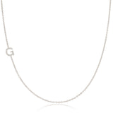 Pavé Diamond Initial Necklace by Maya Brenner – G in 14K White Gold on a Cable Chain