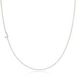 Maya Brenner Pavé Diamond Initial Necklace – J Charm in 14K White Gold, Cable Chain