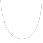 Pavé Diamond Initial Necklace by Maya Brenner – L in 14K White Gold on a Cable Chain
