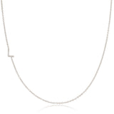 Pavé Diamond Initial Necklace by Maya Brenner – L in 14K White Gold on a Cable Chain