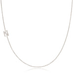 14K White Gold Pavé Diamond Initial Necklace, Letter N – Cable Chain | Maya Brenner