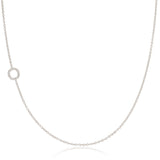14K White Gold Pavé Diamond Initial Necklace, Letter O – Cable Chain | Maya Brenner
