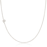 Maya Brenner Pavé Diamond Initial Necklace – P Charm in 14K White Gold, Cable Chain
