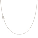 Maya Brenner Pavé Diamond Initial Necklace – S Charm in 14K White Gold, Cable Chain