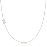 Pavé Diamond Initial Necklace by Maya Brenner – X in 14K White Gold on a Cable Chain