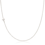 Y Pavé Diamond Initial Necklace in 14K White Gold on Cable Chain – Maya Brenner