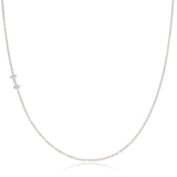 14K White Gold Pavé Diamond Initial Necklace, Letter I – Cable Chain | Maya Brenner