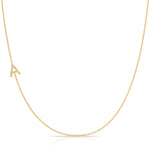 Pavé Diamond Initial Necklace by Maya Brenner – A in 14K Yellow Gold on a Bead Chain