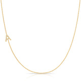 Pavé Diamond Initial Necklace by Maya Brenner – A in 14K Yellow Gold on a Bead Chain