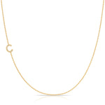 Pavé Diamond Initial Necklace by Maya Brenner – C in 14K Yellow Gold on a Bead Chain