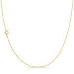 14K Yellow Gold Pavé Diamond Initial Necklace, Letter F – Bead Chain | Maya Brenner