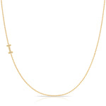 Pavé Diamond Initial Necklace by Maya Brenner – I in 14K Yellow Gold on a Bead Chain