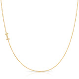 Pavé Diamond Initial Necklace by Maya Brenner – I in 14K Yellow Gold on a Bead Chain