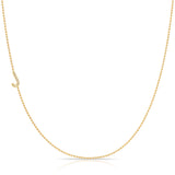 J Pavé Diamond Initial Necklace in 14K Yellow Gold on Bead Chain – Maya Brenner