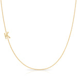14K Yellow Gold Pavé Diamond Initial Necklace, Letter K – Bead Chain | Maya Brenner
