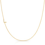 Maya Brenner Pavé Diamond Initial Necklace – L Charm in 14K Yellow Gold, Bead Chain