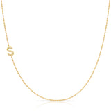 S Pavé Diamond Initial Necklace in 14K Yellow Gold on Bead Chain – Maya Brenner