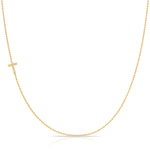 Maya Brenner Pavé Diamond Initial Necklace – T Charm in 14K Yellow Gold, Bead Chain