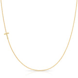 Maya Brenner Pavé Diamond Initial Necklace – T Charm in 14K Yellow Gold, Bead Chain
