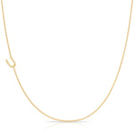 14K Yellow Gold Pavé Diamond Initial Necklace, Letter U – Bead Chain | Maya Brenner