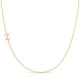 Pavé Diamond Initial Necklace by Maya Brenner – Z in 14K Yellow Gold on a Bead Chain