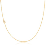 Maya Brenner Pavé Diamond Initial Necklace – A Charm in 14K Yellow Gold, Cable Chain