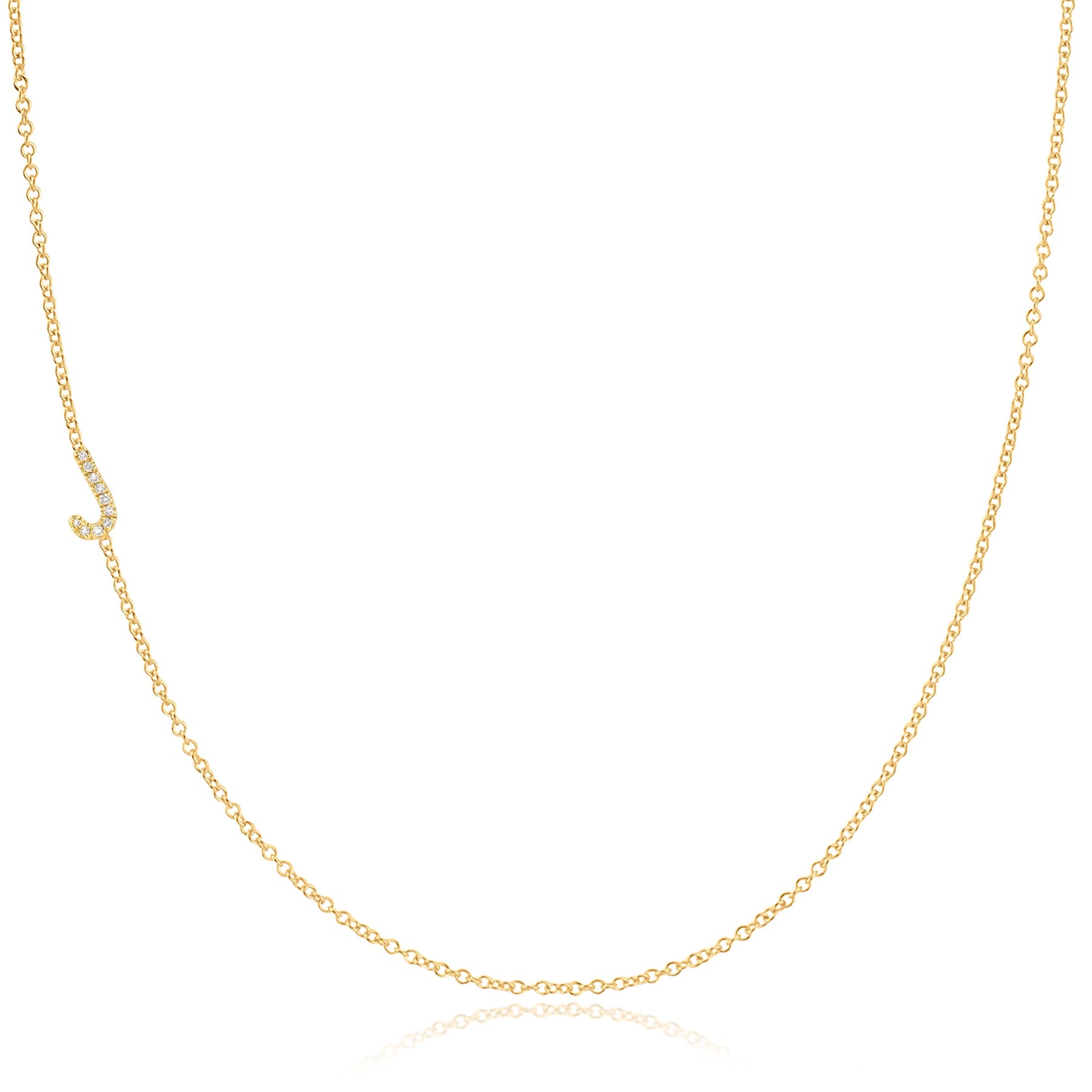 Pavé Diamond Initial Necklace by Maya Brenner – J in 14K Yellow Gold on a Cable Chain