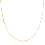 Pavé Diamond Initial Necklace by Maya Brenner – L in 14K Yellow Gold on a Cable Chain