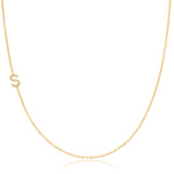 14K Yellow Gold Pavé Diamond Initial Necklace, Letter S – Cable Chain | Maya Brenner
