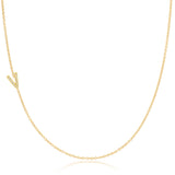 Maya Brenner Pavé Diamond Initial Necklace – V Charm in 14K Yellow Gold, Cable Chain